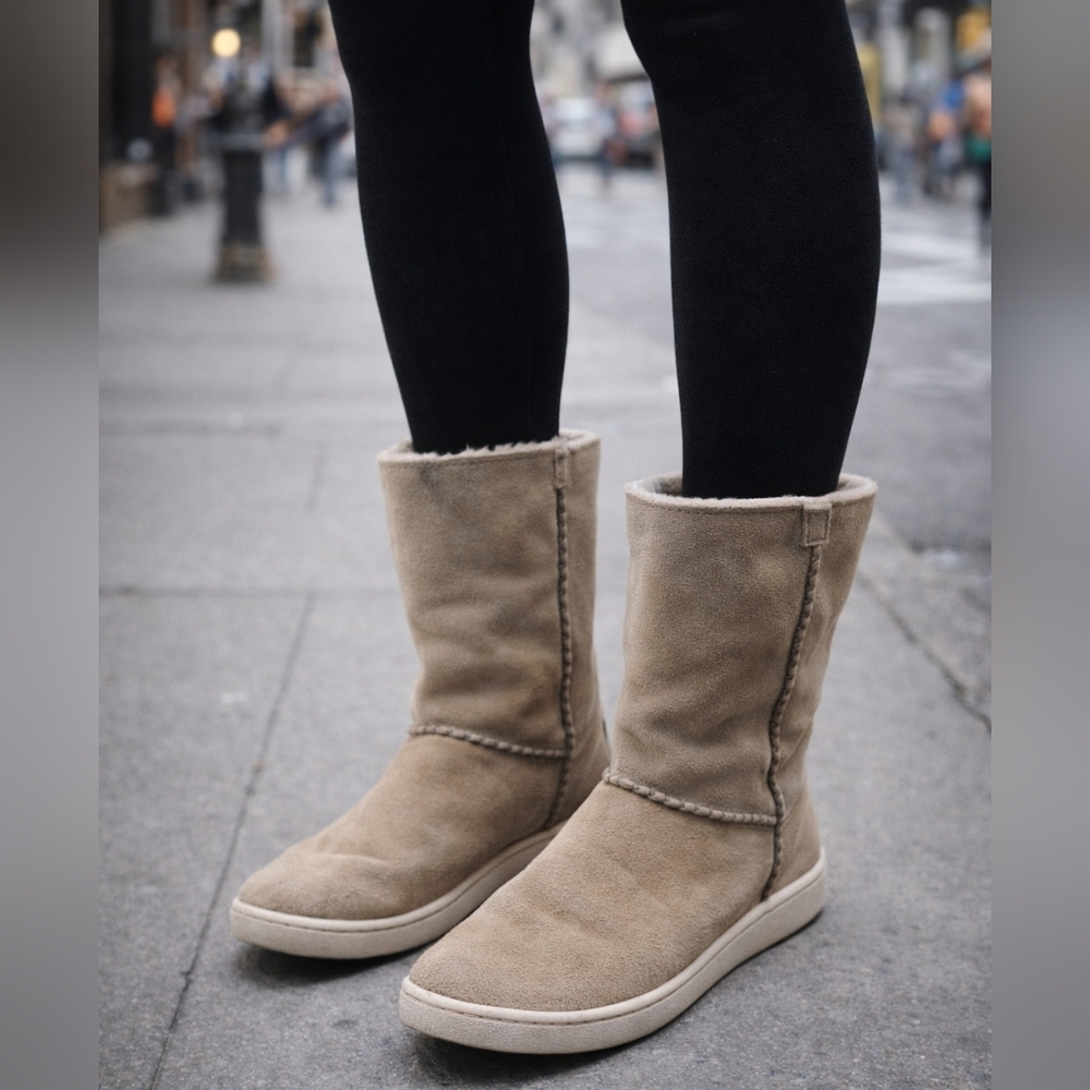 UGG Tan Suede Mid-Calf Boots | Cozy Shearling Winter Shoes